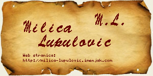 Milica Lupulović vizit kartica
